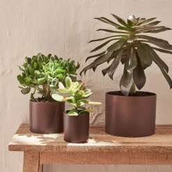 Cache-pot en céramique - brun rhassoul D14xH11cm