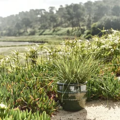 Cache-pot en terre cuite émaillée D28cm - vert
