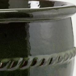 Cache-pot en terre cuite émaillée D28cm - vert