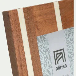 Cadre à poser rayé en bois 16x22cm - bois foncé