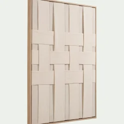 Cadre décoratif motif tissu tissé 50x70cm - beige