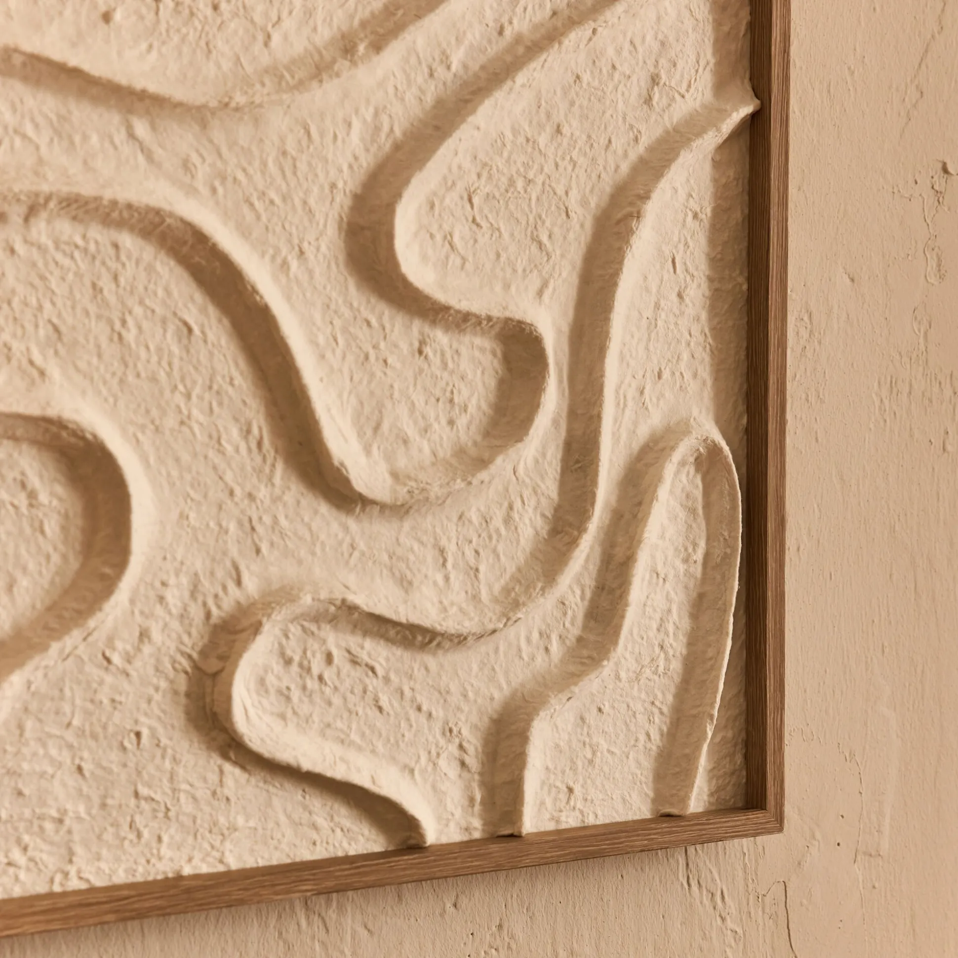 Cadre décoratif relief organique en papier de riz 60x80cm - blanc