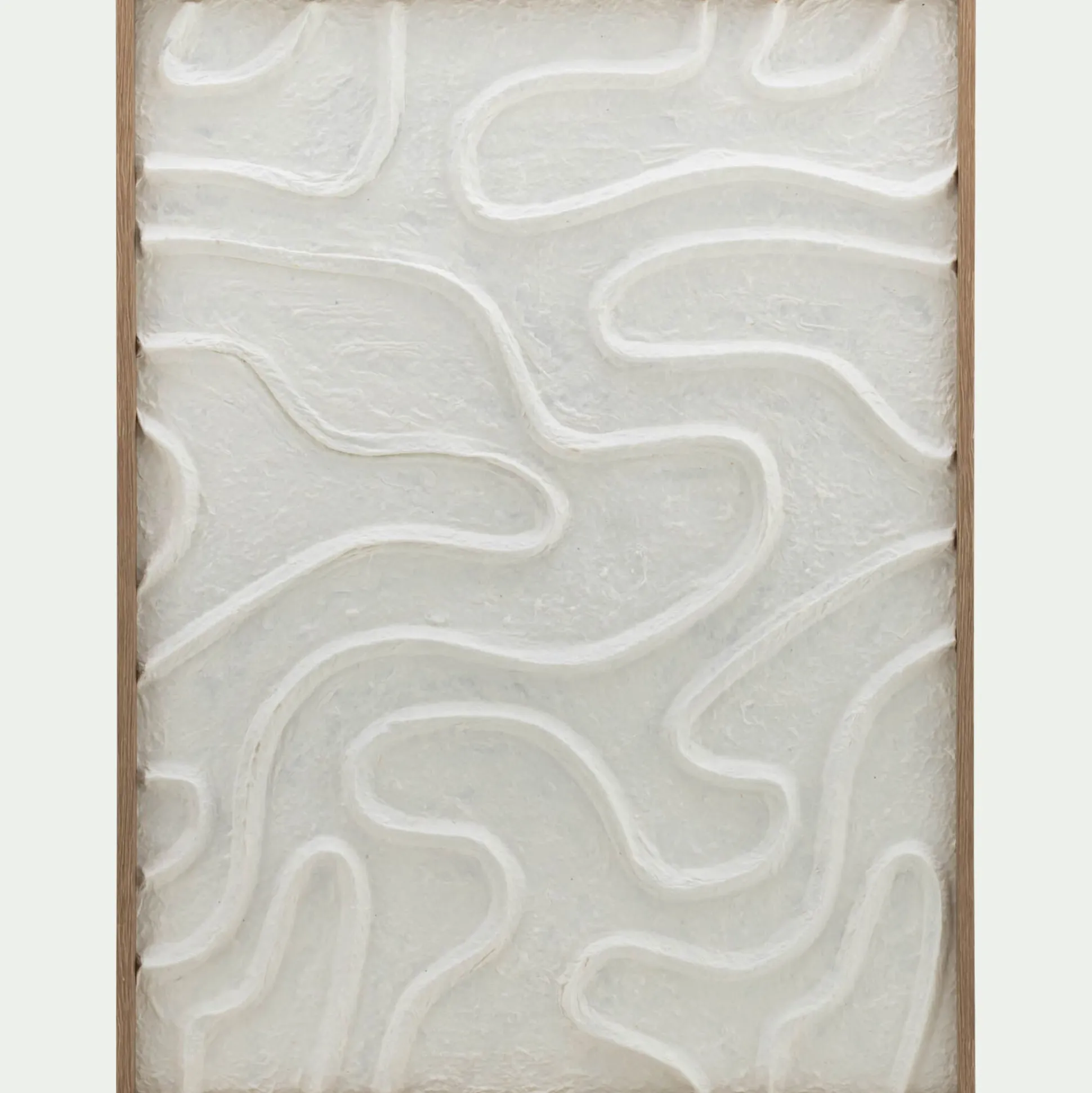 Cadre décoratif relief organique en papier de riz 60x80cm - blanc