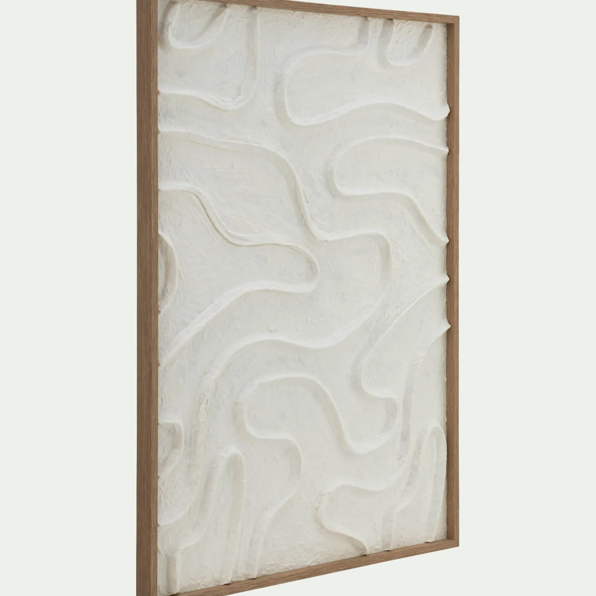 Cadre décoratif relief organique en papier de riz 60x80cm - blanc