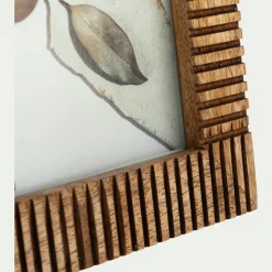 Cadre photo en bois de manguier strié 16x20,5cm - bois foncé