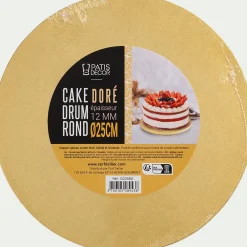 Cake drum rond D25cm - doré métallisé