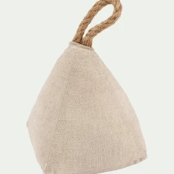 Cale-porte en sable et tissu - naturel H22cm