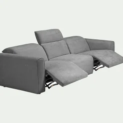 Canapé 5 places 2 relax en tissu - gris moyen