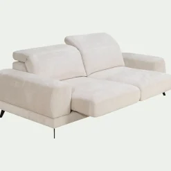 Canapé 4 places avance recule en tissu doux - beige