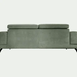 Canapé 4 places avance recule en tissu doux - vert cèdre