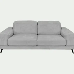 Canapé 3 places avance recule en tissu doux - gris