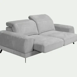 Canapé 3 places avance recule en tissu doux - gris