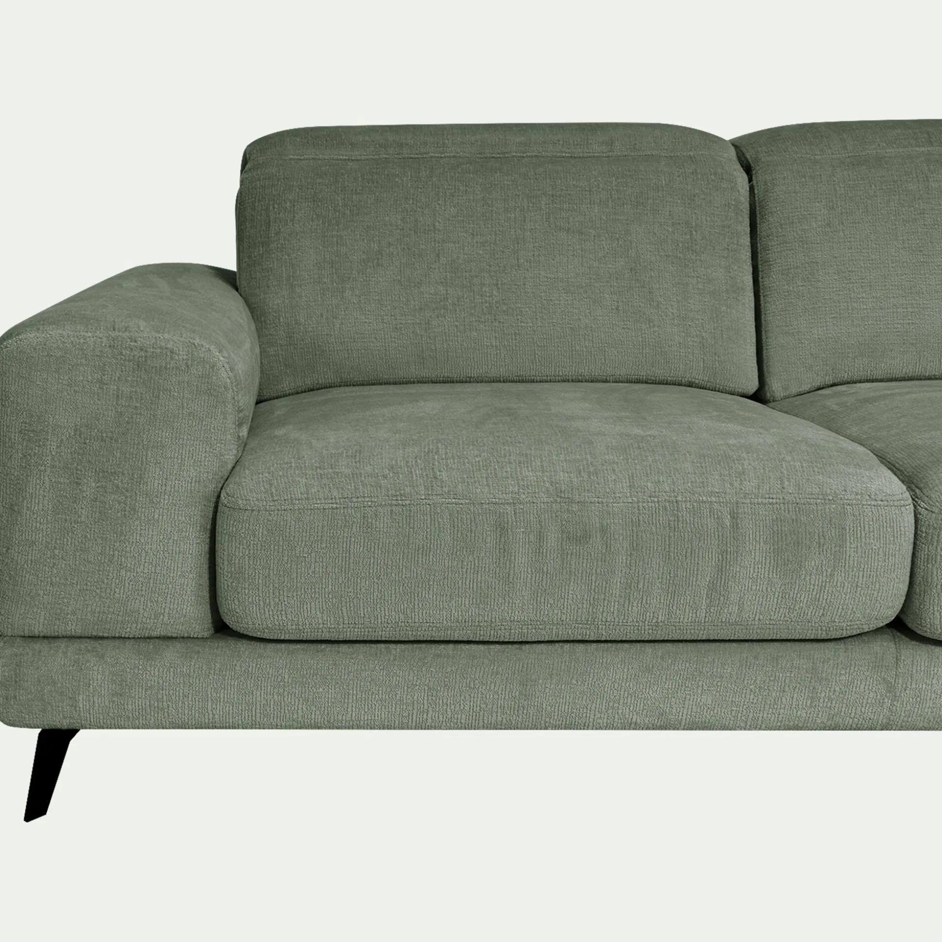 Canapé 3 places avance recule en tissu doux - vert cèdre