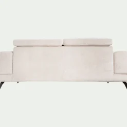 Canapé 3 places avance recule en tissu doux - beige