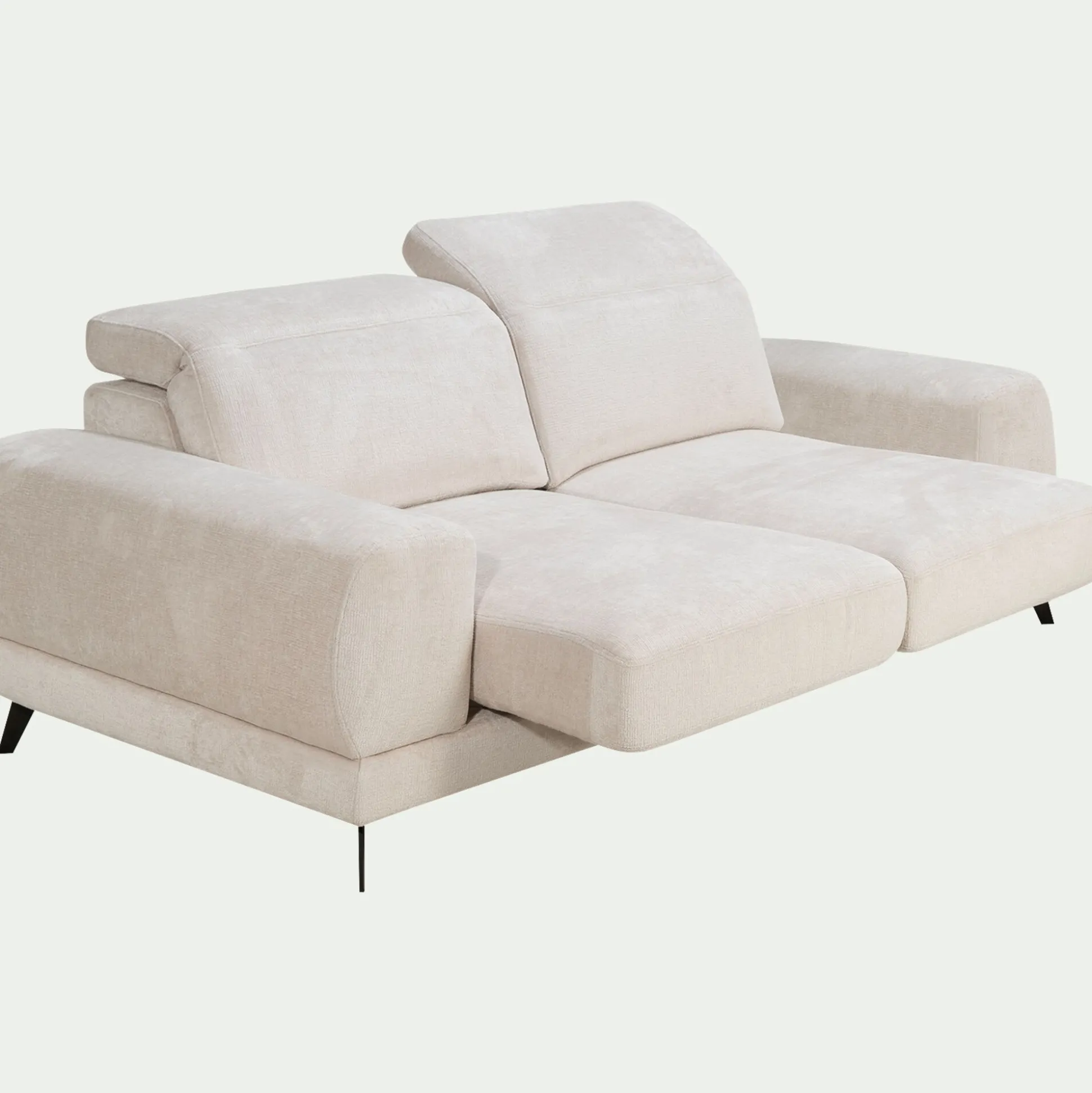 Canapé 3 places avance recule en tissu doux - beige