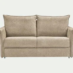 Canapé 3 places convertible en tissu avec matelas densité 35kg/m3 - beige roucas