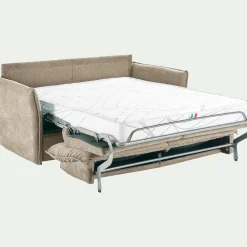 Canapé 3 places convertible en tissu avec matelas densité 35kg/m3 - beige roucas