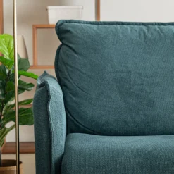 Canapé 4 places convertible en tissu avec matelas densité 35kg/m3 - bleu