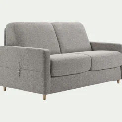 Canapé 3 places convertible en tissu matelas densité 25kg/m3 - gris