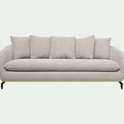 Canapé 3 places convertible en tissu tramé - beige roucas