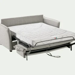 Canapé 4 places convertible en tissu Stella avec matelas densité 25kg/m3 - gris borie