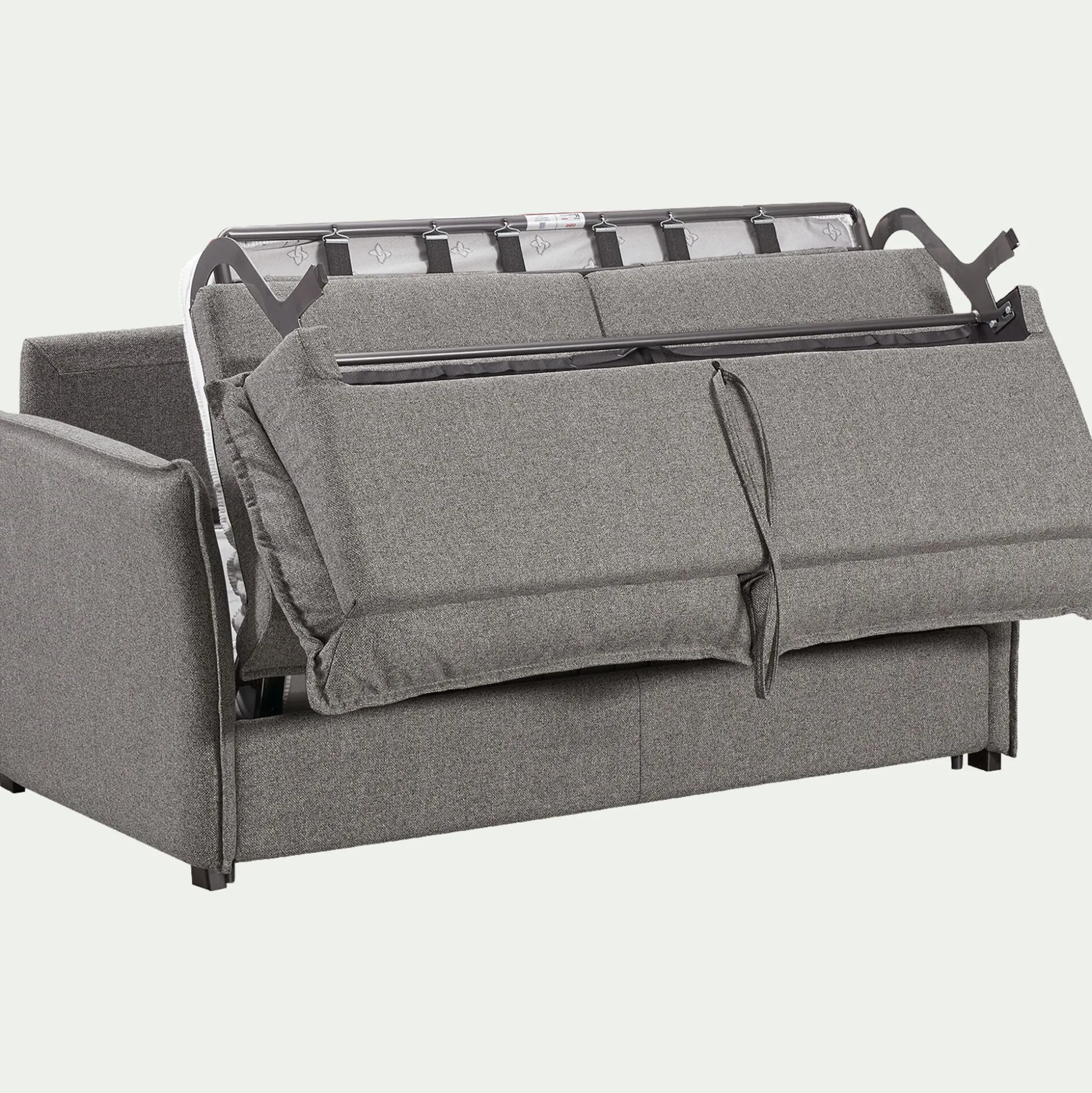 Canapé 3 places convertible en tissu Sogno avec matelas densité 35kg/m3 - gris anthracite
