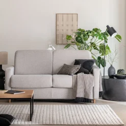 Canapé 3 places convertible en tissu matelas densité 25kg/m3 - gris borie