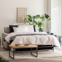 Canapé 3 places convertible en tissu matelas densité 25kg/m3 - gris borie