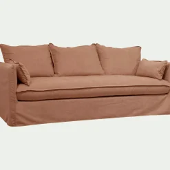 Canapé 4 places convertible en tissu wind - terracotta