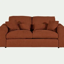 Canapé 3 places convertible en tissu chenille benjo - brun rustrel