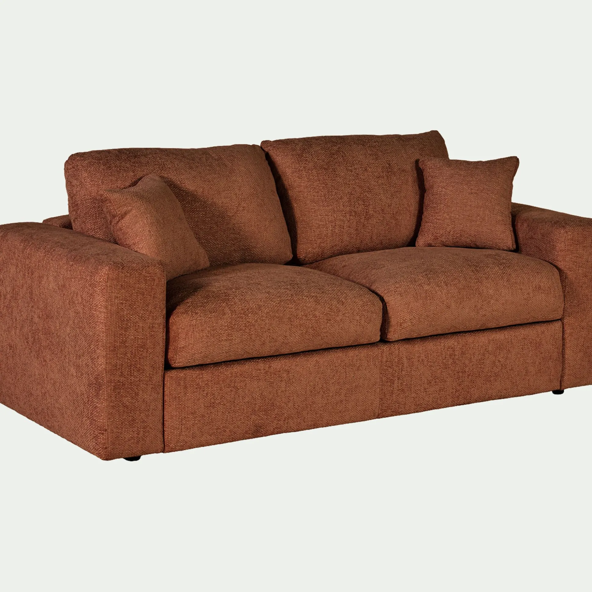 Canapé 3 places convertible en tissu chenille benjo - brun rustrel