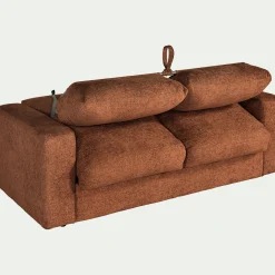 Canapé 3 places convertible en tissu chenille benjo - brun rustrel