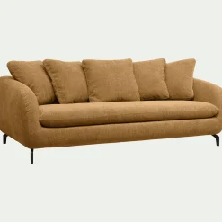 Canapé 4 places convertible en tissu tramé - bronze