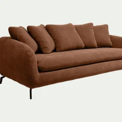 Canapé 4 places convertible en tissu tramé - brun rustrel