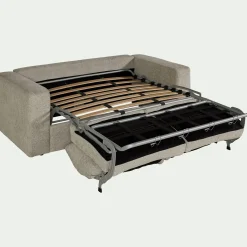 Canapé 3 places convertible en tissu chenille benjo - beige roucas