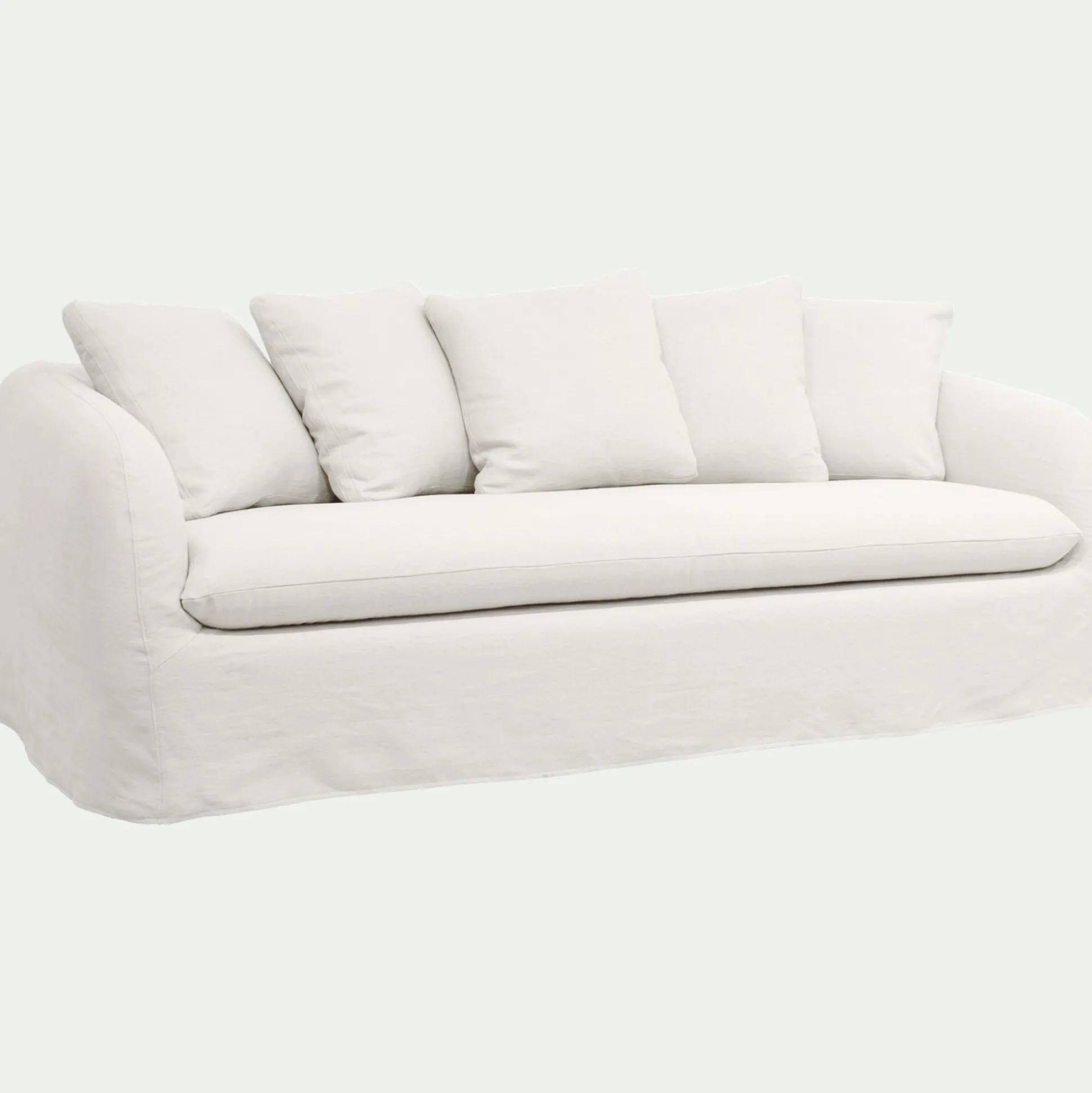 Canapé 4 places convertible en lin - blanc