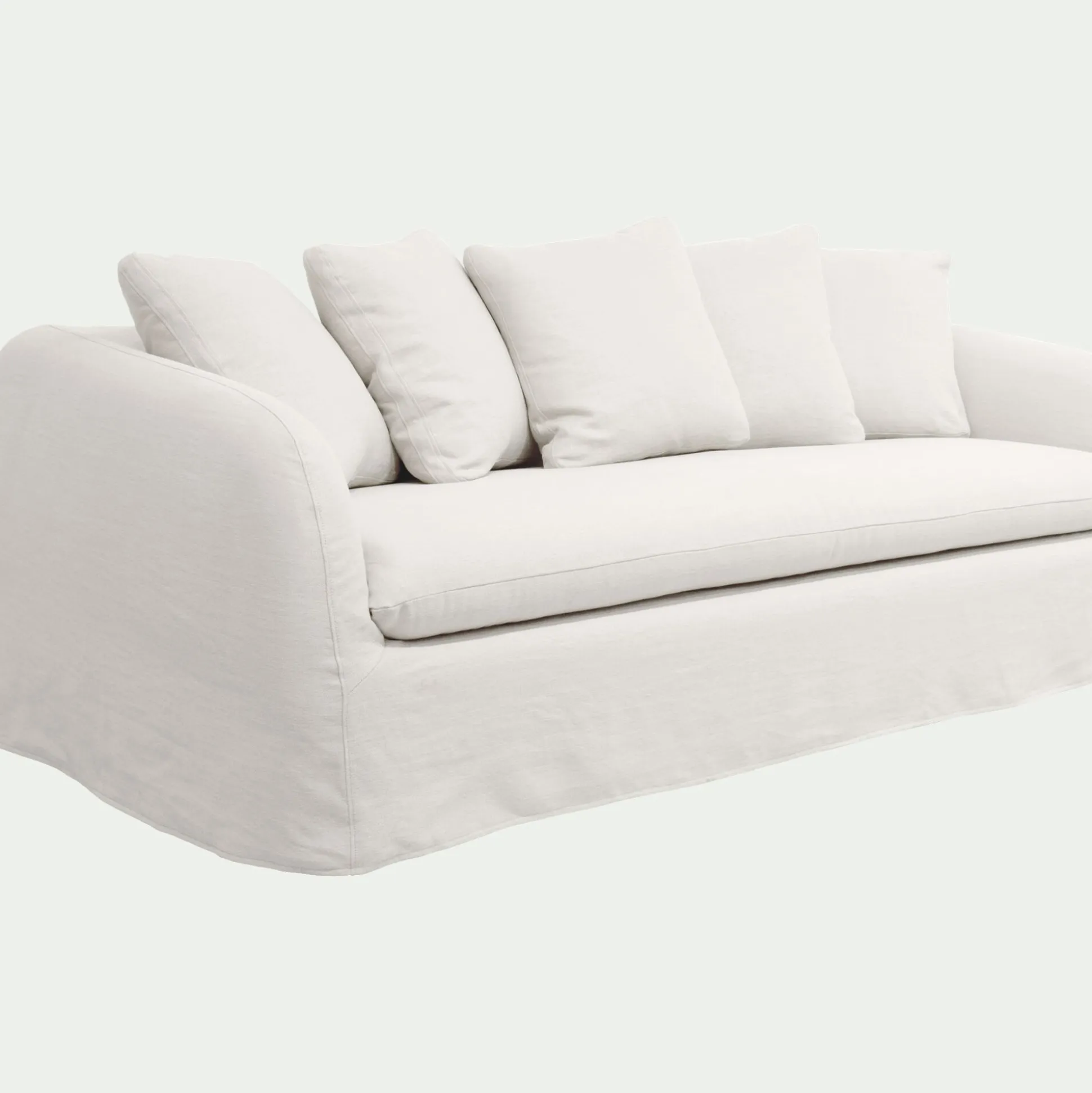 Canapé 4 places convertible en lin - blanc