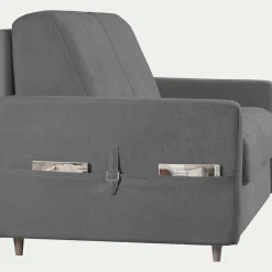 Canapé 4 places convertible en tissu Stella densité 25kg/m3 - gris restanque