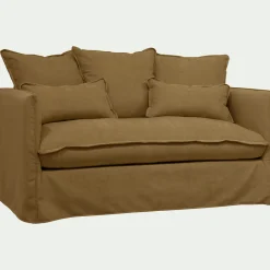 Canapé 2 places convertible en tissu wind - bronze