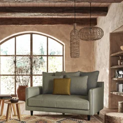 Canapé 2 places convertible tissu mixte - vert cedre