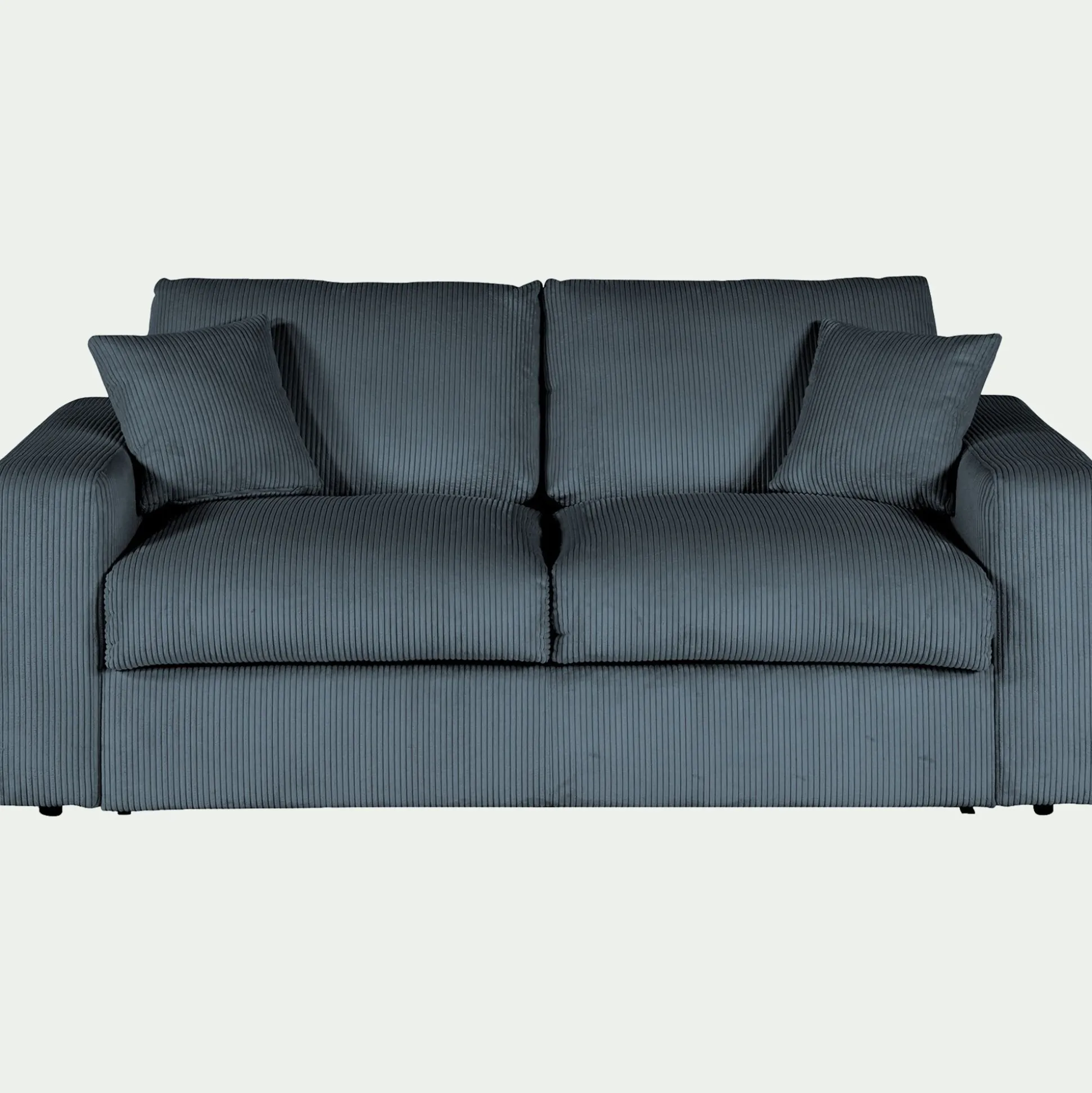 Canapé 3 places convertible en velours côtelé - bleu