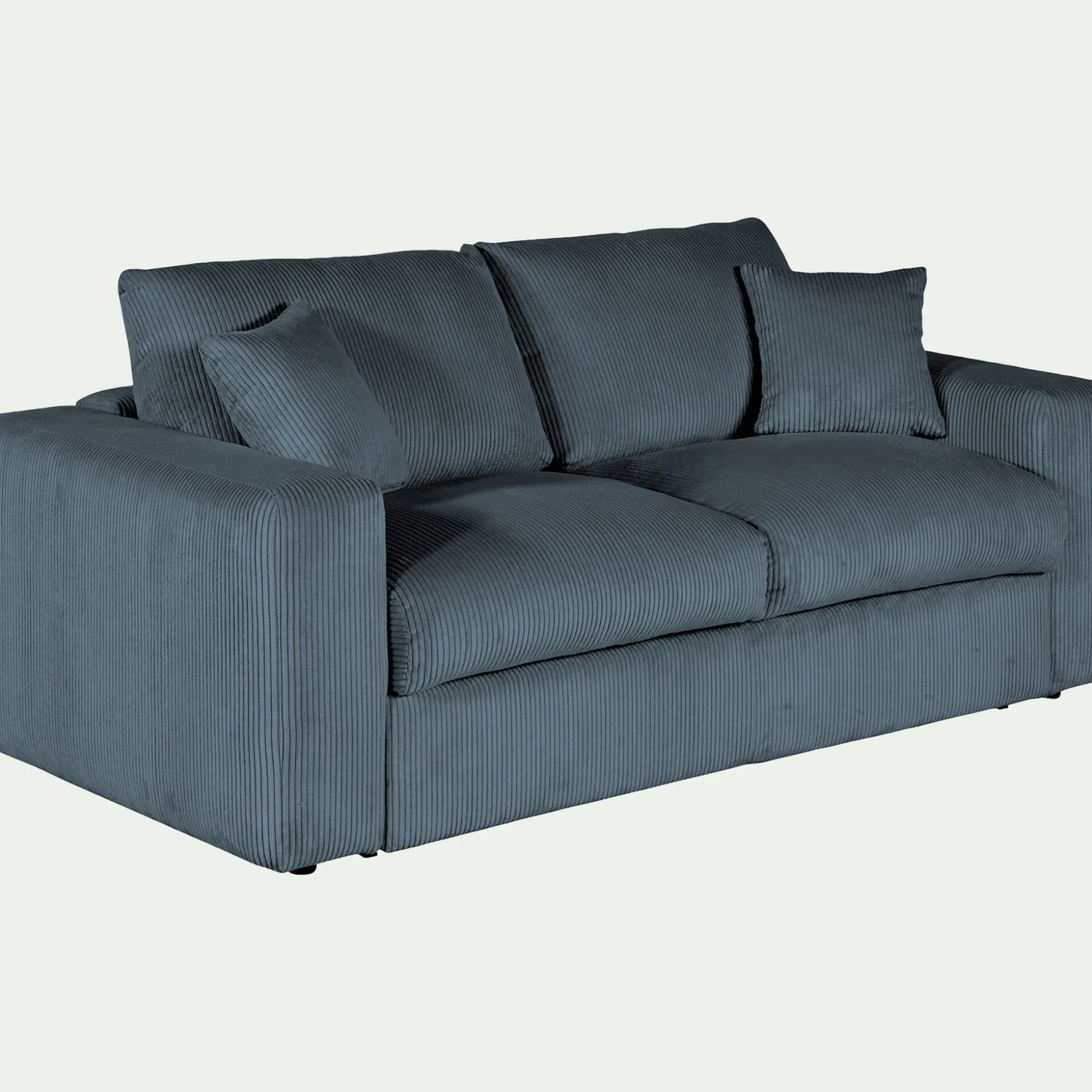 Canapé 3 places convertible en velours côtelé - bleu