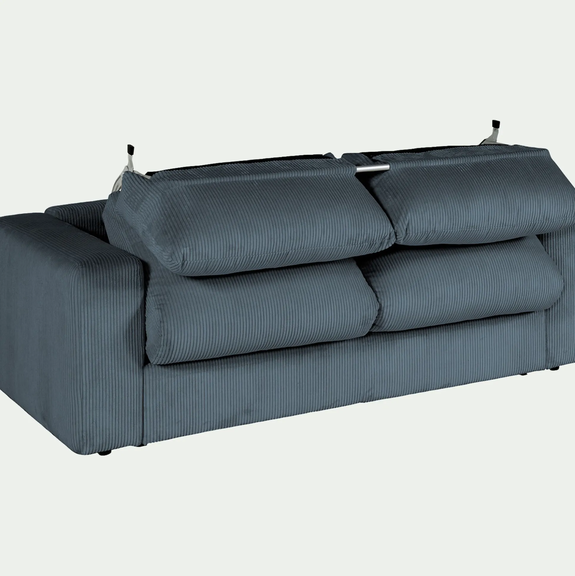 Canapé 3 places convertible en velours côtelé - bleu