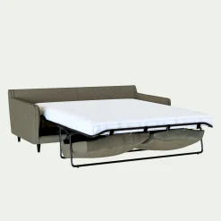 Canapé 3 places convertible matelas Bultex tissu mixte - vert cedre