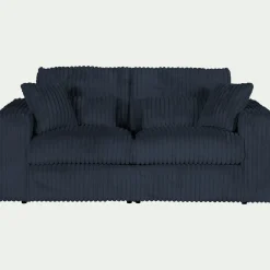 Canapé 3 places convertible en velours côtelé bita - bleu calabrun