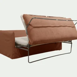Canapé 2 places convertible en tissu wind - terracotta