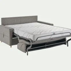 Canapé 4 places convertible en tissu matelas densité 35kg/m3 - gris