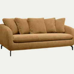 Canapé 3 places convertible en tissu tramé - bronze