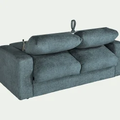Canapé 3 places convertible en tissu chenille benjo - bleu calaluna
