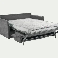 Canapé 4 places convertible en tissu avec matelas densité 35kg/m3 - gris restanque